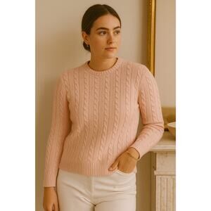 Ralph Lauren Green Label Womens Cashmere Cable-Knit Sweater Large Pink Vintage